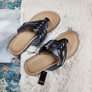 Torrid Black Braided Flip Flop Sandal Women Wide Width 8.5WW